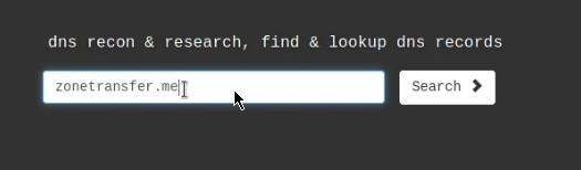 DNS Dumpster lookup form